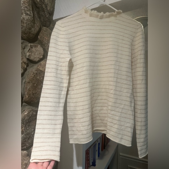 100% Cashmere Lilla P $198 Luxury Knit - Striped Cream - Size Small - Picture 5 of 11